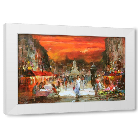 Cafe Rouge IV White Modern Wood Framed Art Print by Haenraets, Willem