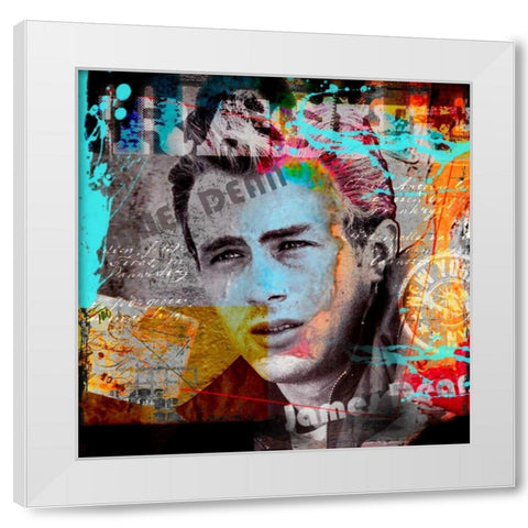 James Dean White Modern Wood Framed Art Print by Baker, Micha