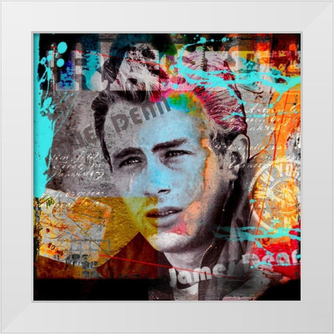 James Dean White Modern Wood Framed Art Print by Baker, Micha