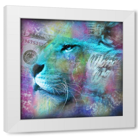 Lion II White Modern Wood Framed Art Print by de Haas, Mascha