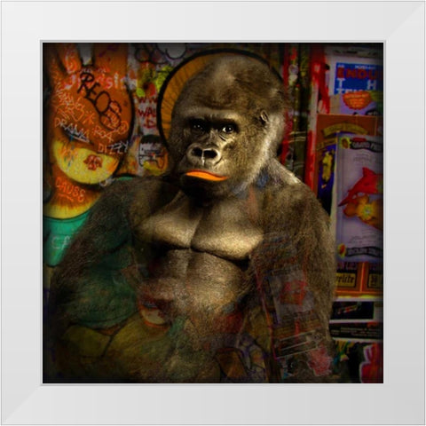 Mister Big White Modern Wood Framed Art Print by de Haas, Mascha