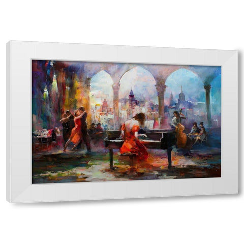 The piano White Modern Wood Framed Art Print by Haenraets, Willem