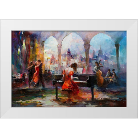 The piano White Modern Wood Framed Art Print by Haenraets, Willem
