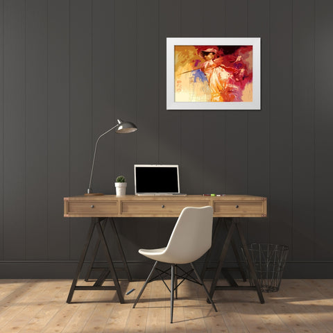 Golf White Modern Wood Framed Art Print by Bakker, Jochem