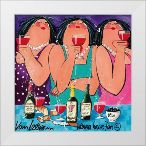 Wanna have Fun II White Modern Wood Framed Art Print by van Leersum, El