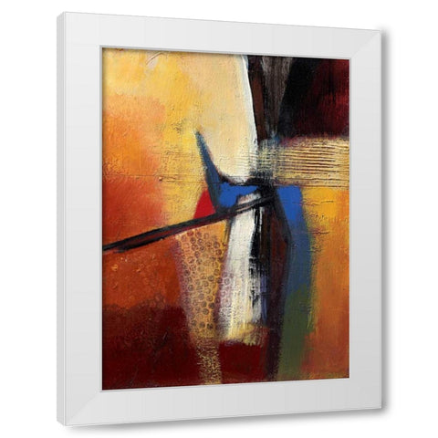 Blue intervention White Modern Wood Framed Art Print by Danckaert, Bea