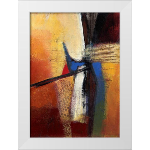 Blue intervention White Modern Wood Framed Art Print by Danckaert, Bea