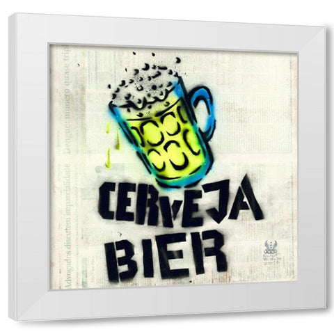 Cerveja White Modern Wood Framed Art Print by Eliot