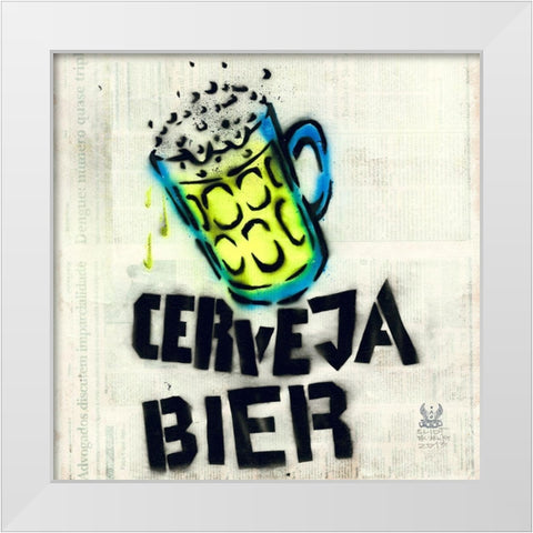 Cerveja White Modern Wood Framed Art Print by Eliot