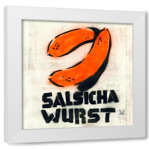 Salsicha White Modern Wood Framed Art Print by Eliot