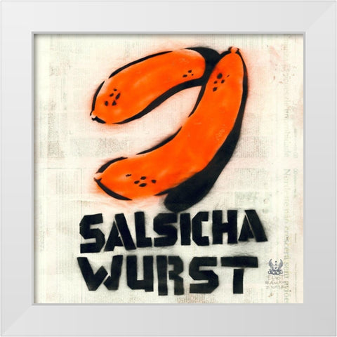 Salsicha White Modern Wood Framed Art Print by Eliot