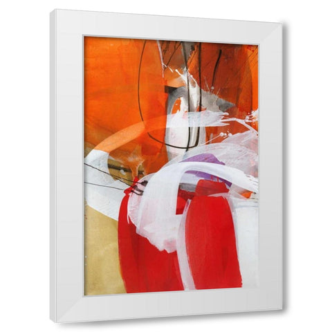 Red Expression I White Modern Wood Framed Art Print by Ruttkau,El
