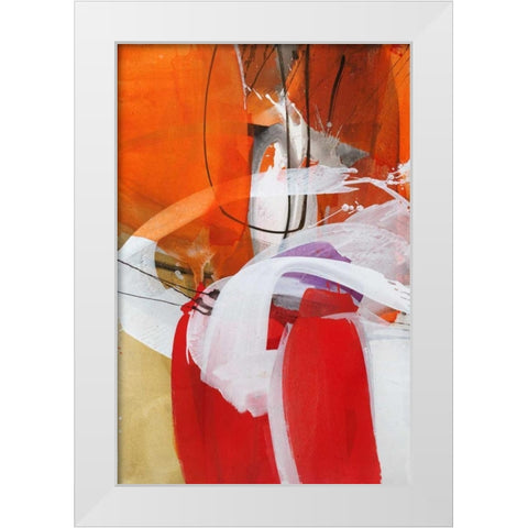 Red Expression I White Modern Wood Framed Art Print by Ruttkau,El