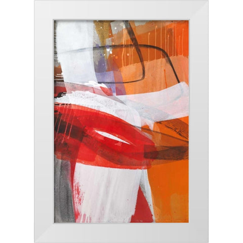 Red Expression II White Modern Wood Framed Art Print by Ruttkau,El