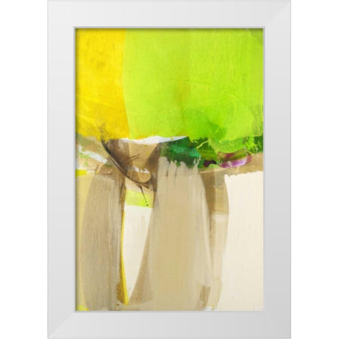 Green Field White Modern Wood Framed Art Print by Ruttkau,El