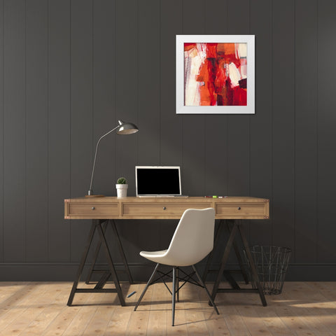 Rosso Astratto White Modern Wood Framed Art Print by Cusumano, Francesco