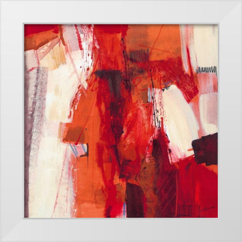 Rosso Astratto White Modern Wood Framed Art Print by Cusumano, Francesco