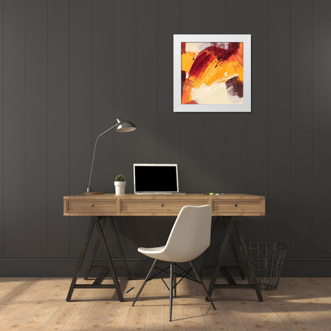 Rosso III White Modern Wood Framed Art Print by Cusumano, Francesco