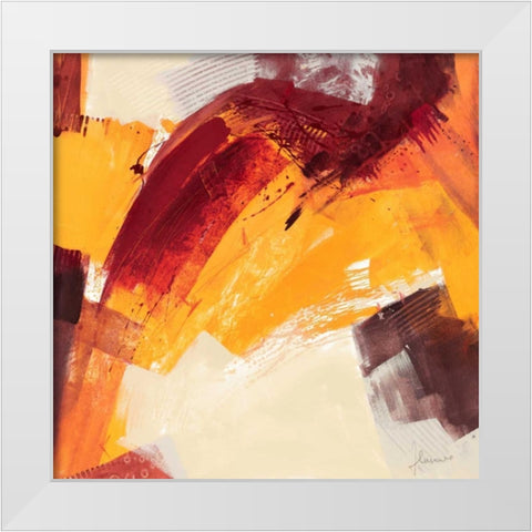 Rosso III White Modern Wood Framed Art Print by Cusumano, Francesco