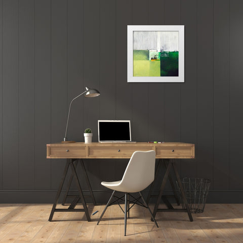 Composizione verde I White Modern Wood Framed Art Print by Cusumano, Francesco