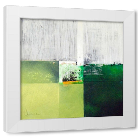 Composizione verde I White Modern Wood Framed Art Print by Cusumano, Francesco