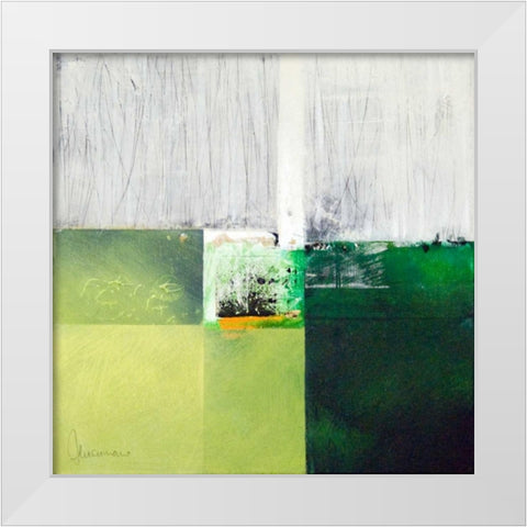 Composizione verde I White Modern Wood Framed Art Print by Cusumano, Francesco
