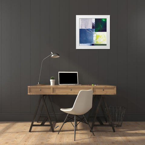 Composizione verde II White Modern Wood Framed Art Print by Cusumano, Francesco