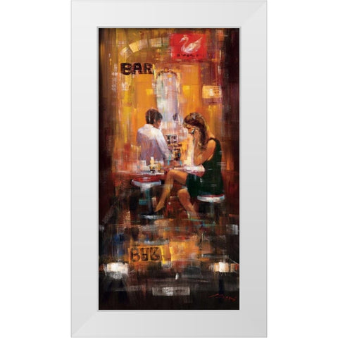 Bar Scene II White Modern Wood Framed Art Print by Madjid