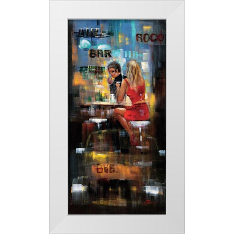 Bar Scene III White Modern Wood Framed Art Print by Madjid