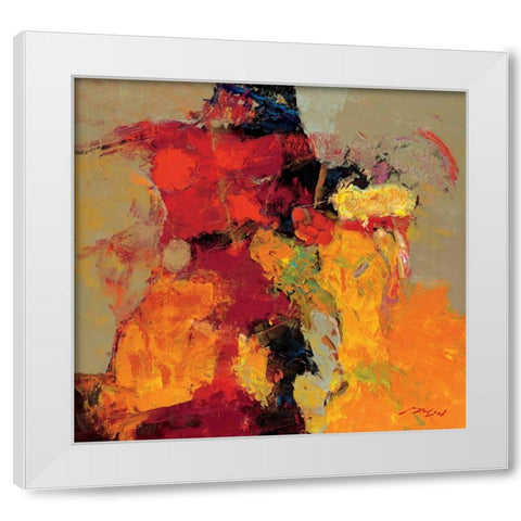 Coloring V White Modern Wood Framed Art Print by Madjid