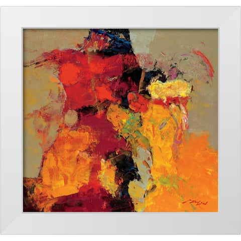 Coloring V White Modern Wood Framed Art Print by Madjid