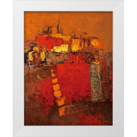 Squares White Modern Wood Framed Art Print by Madjid