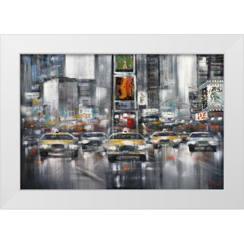 Taxi I White Modern Wood Framed Art Print by Madjid