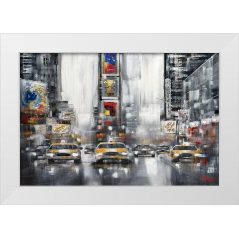 Taxi II White Modern Wood Framed Art Print by Madjid
