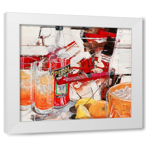 Aperol White Modern Wood Framed Art Print by Mayer, Norbert