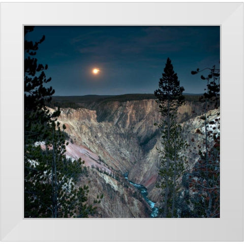 North Rim Moon Rising White Modern Wood Framed Art Print by Stalowy, John