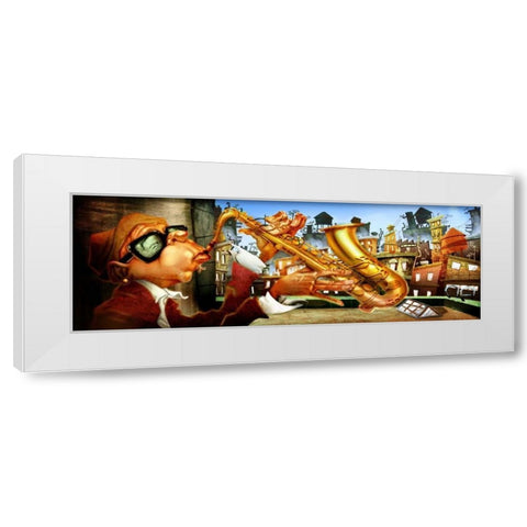 On the roof -2 White Modern Wood Framed Art Print by Alvez, A. - Perez, A.