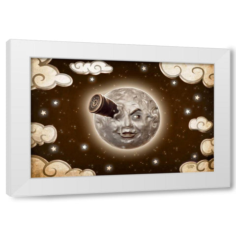A Trip to the Moon-Sepia White Modern Wood Framed Art Print by Martin, Jose Luis