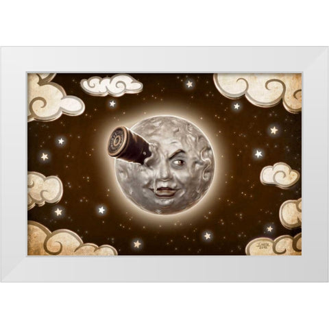 A Trip to the Moon-Sepia White Modern Wood Framed Art Print by Martin, Jose Luis