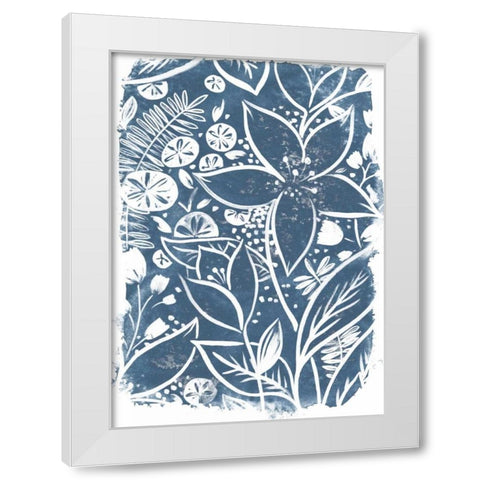 Garden Batik I White Modern Wood Framed Art Print by Vess, June Erica