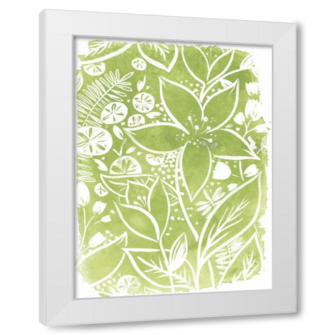 Garden Batik III White Modern Wood Framed Art Print by Vess, June Erica