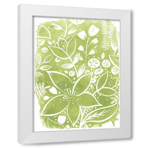 Garden Batik IV White Modern Wood Framed Art Print by Vess, June Erica