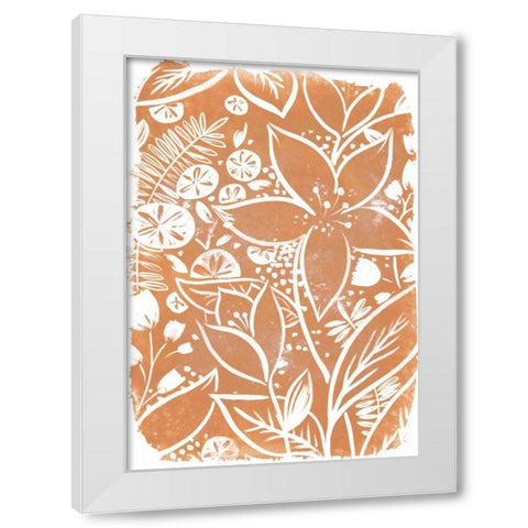 Garden Batik V White Modern Wood Framed Art Print by Vess, June Erica