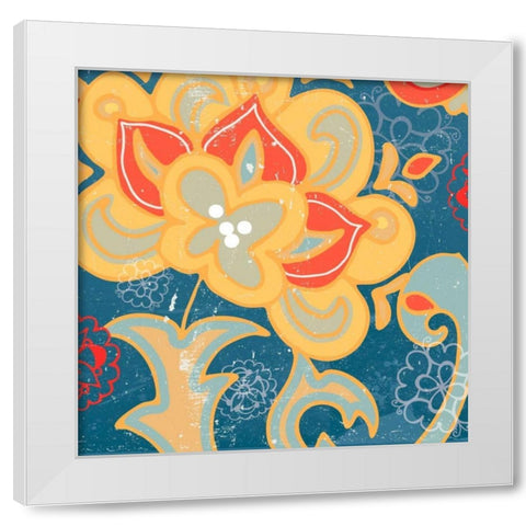 Paisley Blossom Red I White Modern Wood Framed Art Print by Mark, Leslie