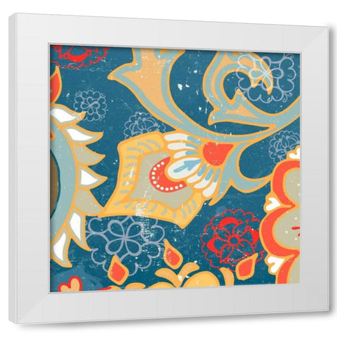 Paisley Blossom Red III White Modern Wood Framed Art Print by Mark, Leslie