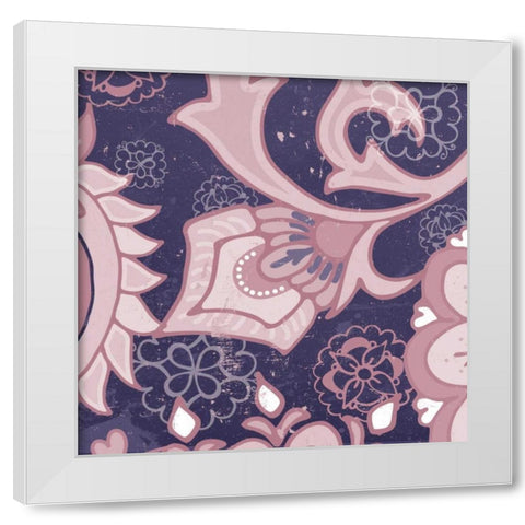 Paisley Blossom Mauve III White Modern Wood Framed Art Print by Mark, Leslie
