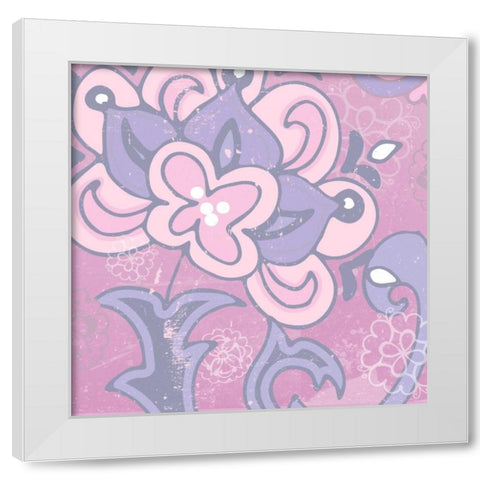 Paisley Blossom Pink I White Modern Wood Framed Art Print by Mark, Leslie