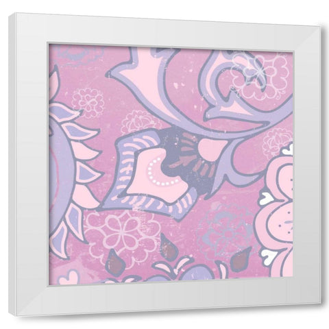 Paisley Blossom Pink III White Modern Wood Framed Art Print by Mark, Leslie