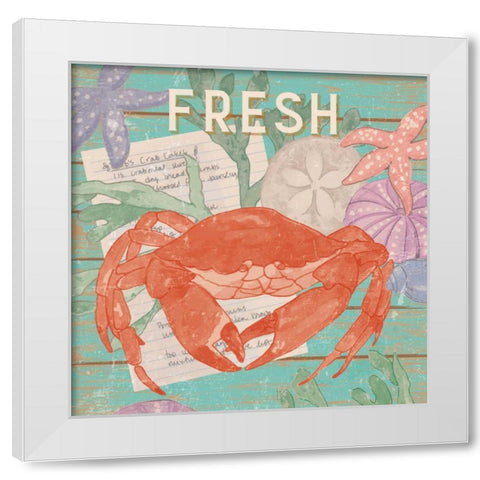 Fresh Seafood I White Modern Wood Framed Art Print by Mark, Leslie