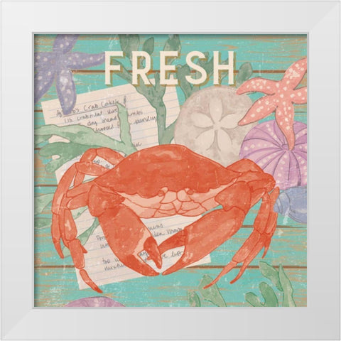 Fresh Seafood I White Modern Wood Framed Art Print by Mark, Leslie